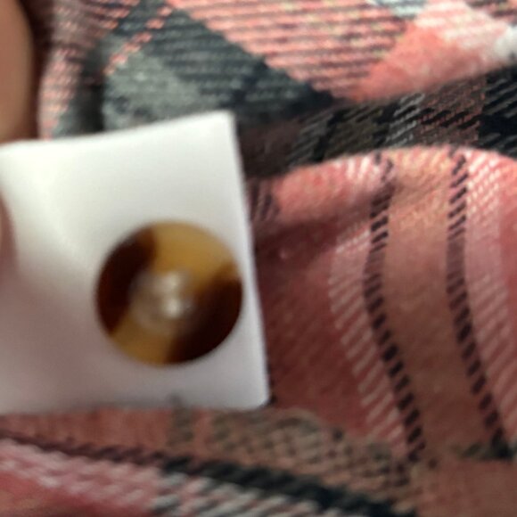 Pink Gray Plaid Button Down Shirt Women’s Medium Soft Brushed Flannel Look NWOT - Picture 5 of 7